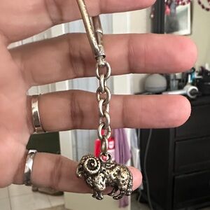 Silver Ram Keychain
